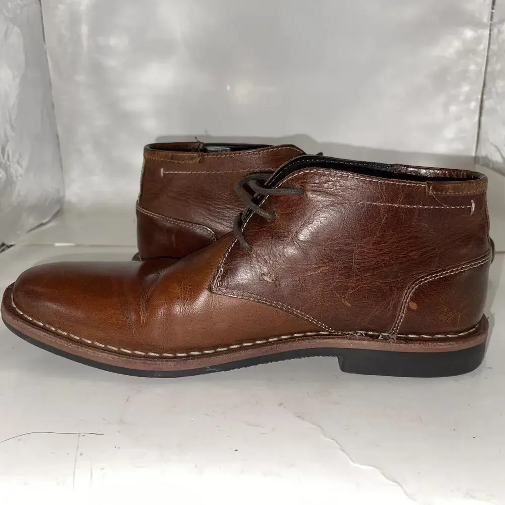 Steve Madden Chukka Boots Mens Size 8 Brown Leather Lace Up Casual P-IVON 982